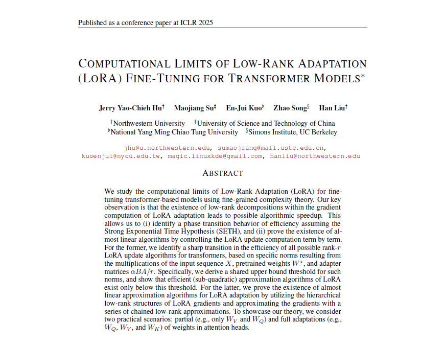 Computational limits of low-rank adaptation (lora) for transformer-based models
